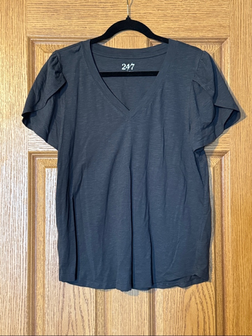 247 Women's Heather Charcoal V-Neck Short Sleeve Tee